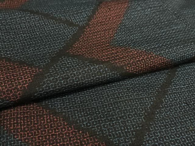 平和屋着物●結城紬 100亀甲 変わり檜垣文 正絹 逸品 未使用 AAAV7168zg