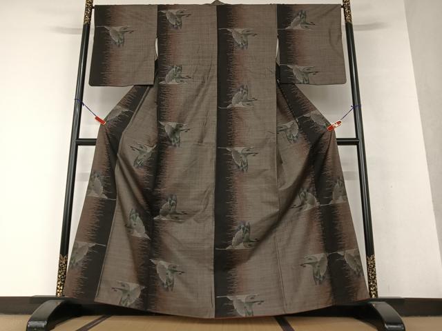 平和屋着物●本場大島紬 泥染め 9マルキ 飛鳥文 正絹 逸品 AAAV7193zg