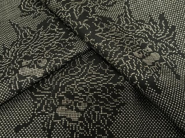 平和屋着物●本場大島紬 7マルキ 唐獅子 黒地 正絹 逸品 AAAV7209zg