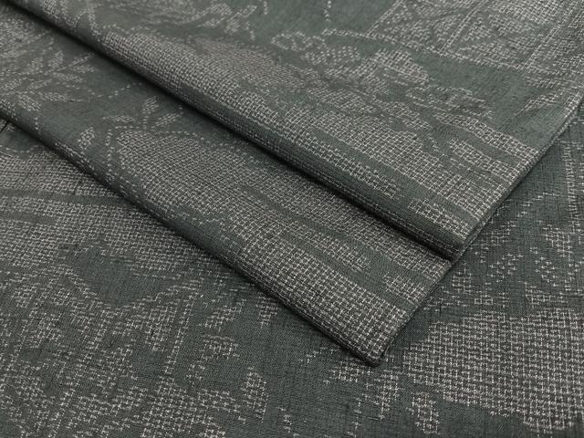 平和屋着物●結城紬 100亀甲 風景文 正絹 逸品 AAAV7212zg