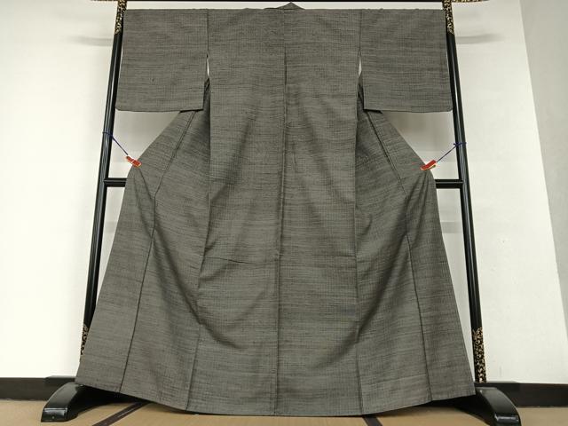 平和屋着物●青山みとも 紬 網代文様 黒地 正絹 逸品 AAAV7221zg