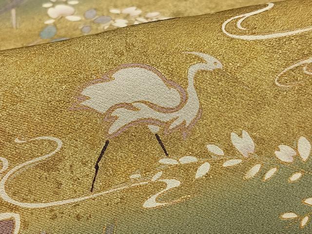 平和屋着物●訪問着 駒刺繍 流水花鳥文 暈し染め 金彩 正絹 逸品 AAAV7234zg