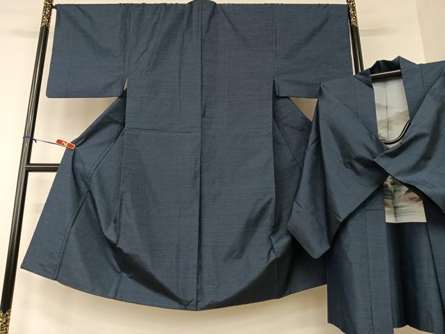 平和屋着物●男性 本場大島紬 アンサンブル 格子 正絹 逸品 AAAV7307zg