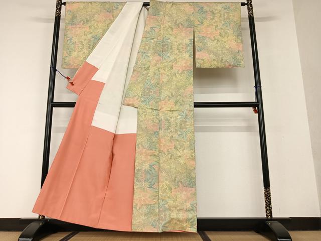 平和屋着物●本場大島紬 7マルキ 草花文 正絹 逸品 AAAV7342zg
