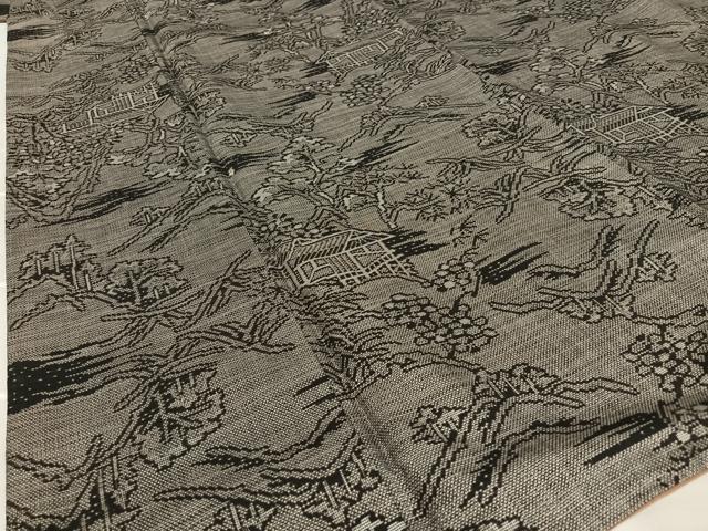 平和屋着物●本場大島紬 9マルキ 風景草花文 正絹 逸品 AAAV7365zg