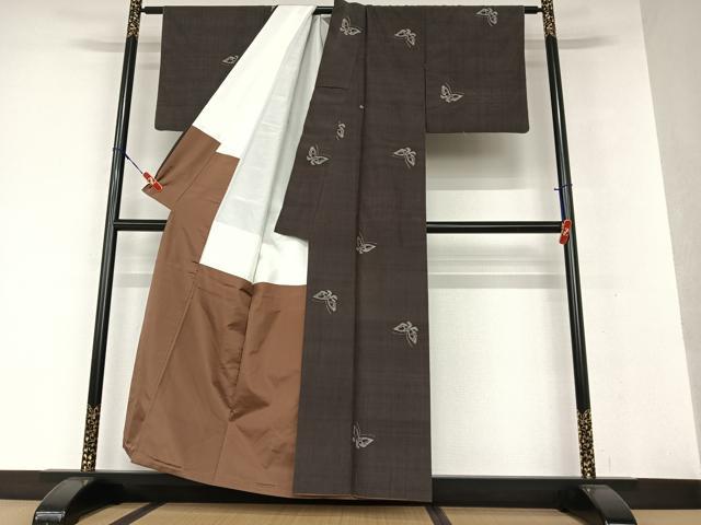 平和屋着物●上質な紬 舞蝶文 正絹 逸品 AAAV7378zg