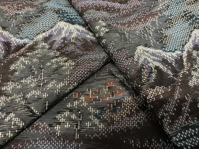 平和屋着物●上質な紬 樹林風景文 正絹 逸品 AAAV7379zg