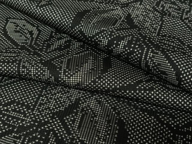 平和屋着物●本場大島紬 7マルキ 枝葉文 黒地 正絹 逸品 未使用 AAAV7389zg