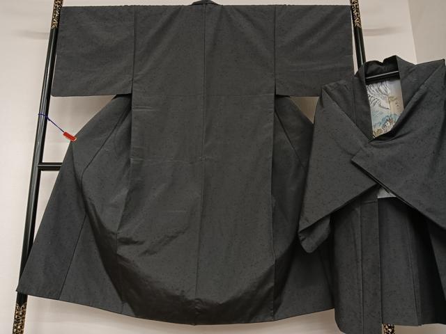 平和屋着物●男性 紬 アンサンブル 色無地 黒紅色 正絹 逸品 AAAV7406zg