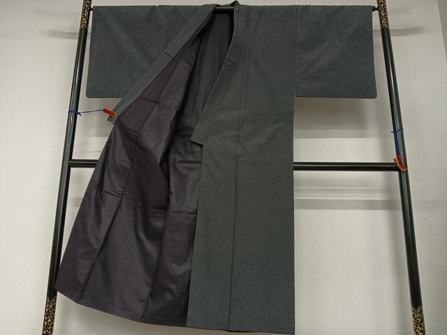 平和屋着物●男性 紬 アンサンブル 色無地 黒紅色 正絹 逸品 AAAV7406zg