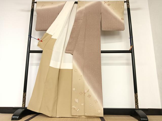 平和屋着物●訪問着 宝尽くし文 暈し染め 金彩 正絹 逸品 AAAV7423zg
