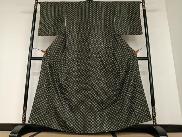 平和屋着物●上質な小紋 菱文 正絹 逸品 AAAV7429zg
