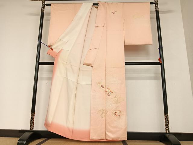 平和屋着物●訪問着 絞り 刺繍 花菱文 金彩 正絹 逸品 AAAV7453zg