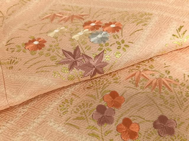 平和屋着物●訪問着 絞り 刺繍 花菱文 金彩 正絹 逸品 AAAV7453zg