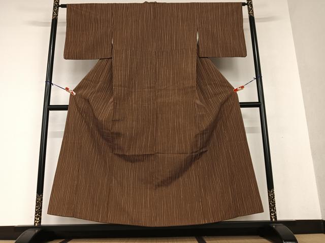 平和屋着物●上質な紬 縞 正絹 逸品 AAAV7454zg