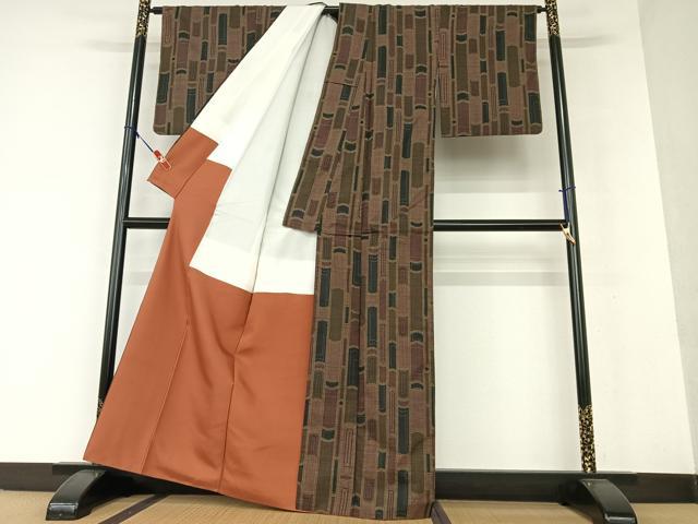 平和屋着物●本場大島紬 一元7マルキ 間道 正絹 逸品 AAAV7458zg