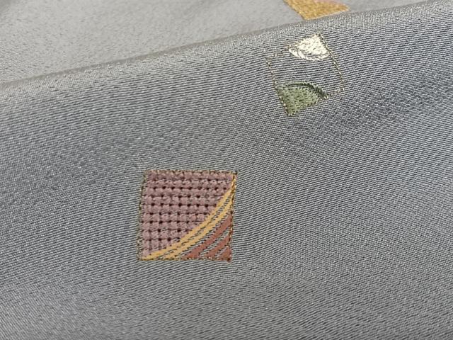 平和屋着物●訪問着 刺繍 色紙文 金銀糸 正絹 逸品 AAAV7487zg