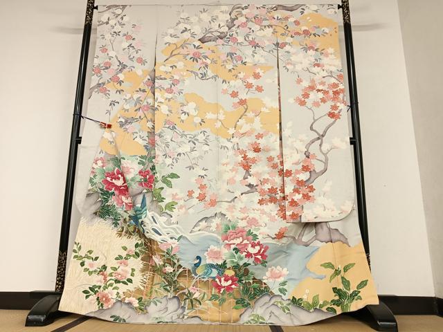 平和屋着物●豪華振袖 友禅 泰常好み 風景花鳥文 暈し染め 金彩 正絹 逸品 AAAV7499zg