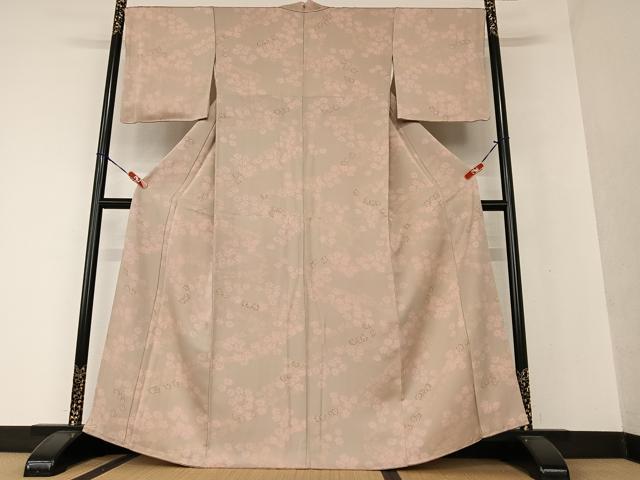 平和屋着物●上質な小紋 手描き 舞花文 正絹 逸品 AAAV7513zg