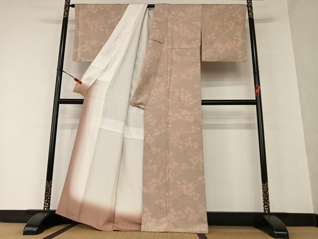 平和屋着物●上質な小紋 手描き 舞花文 正絹 逸品 AAAV7513zg