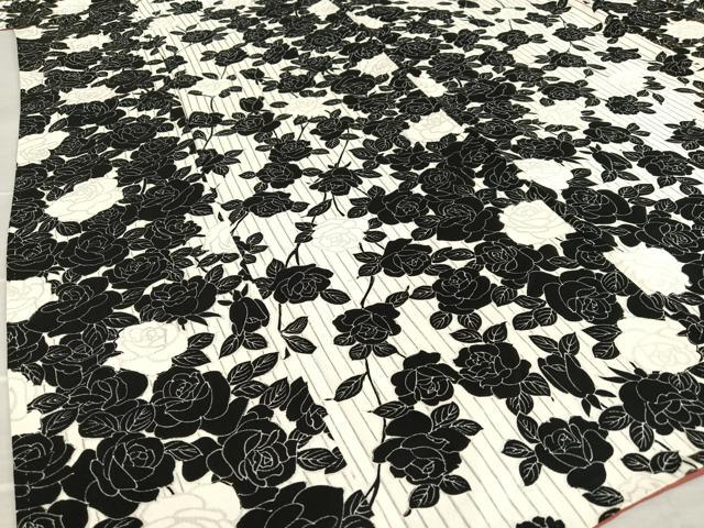 平和屋着物●上質な小紋 薔薇 縞 正絹 逸品 AAAV7555zg