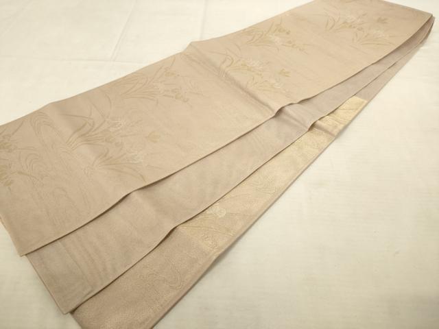 平和屋着物*夏物 六通柄袋帯 流水草花文 金銀糸 正絹 逸品 AAAV7777pf