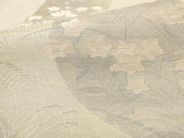 平和屋着物*夏物 六通柄袋帯 草花文 銀糸 正絹 逸品 AAAV7784pf