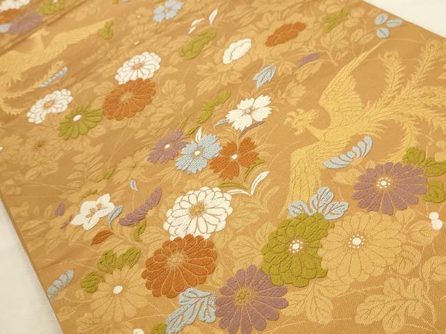 平和屋着物◎六通柄袋帯 唐織 鳳凰花文 金糸 正絹 逸品 AAAV7838sw