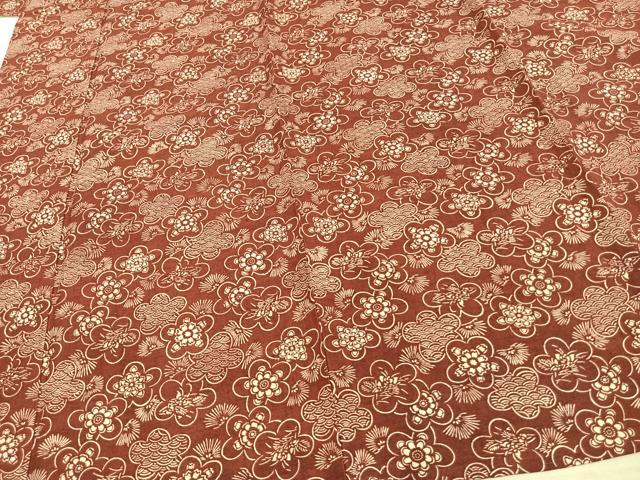 平和屋着物▽上質な小紋 単衣 紬地 花づくし 正絹 逸品 未使用 AAAV8325fy