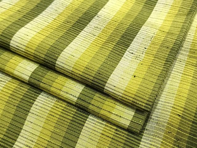 平和屋着物▽上質な紬 単衣 縞 正絹 逸品 AAAV8333fy
