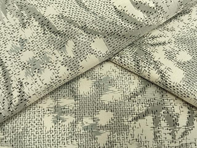 平和屋着物▽上質な紬 単衣 草花文 正絹 逸品 AAAV8340fy