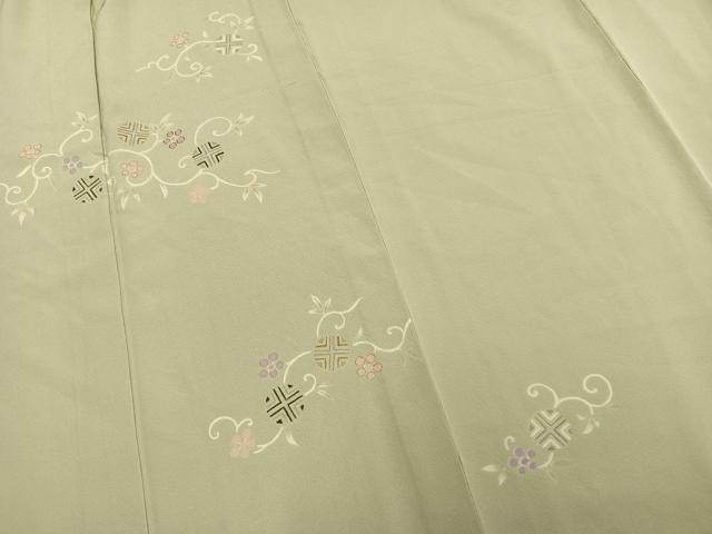 平和屋着物▽訪問着 単衣 駒刺繍 花唐草文 金彩 高島屋扱い 正絹 逸品 AAAV8347fy