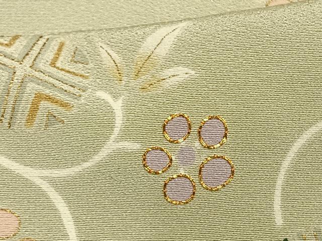 平和屋着物▽訪問着 単衣 駒刺繍 花唐草文 金彩 高島屋扱い 正絹 逸品 AAAV8347fy