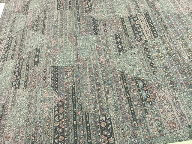平和屋着物▽上質な紬 単衣 切り嵌め花文 正絹 逸品 AAAV8351fy