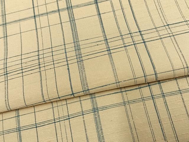 平和屋着物▽上質な紬 単衣 格子 正絹 逸品 未使用 AAAV8355fy