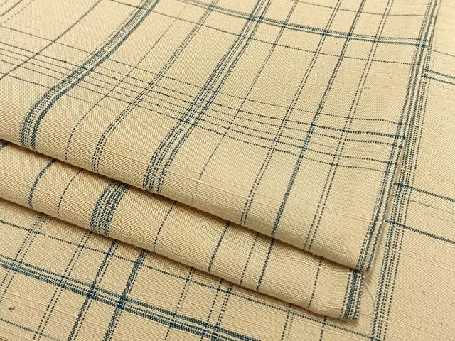 平和屋着物▽上質な紬 単衣 格子 正絹 逸品 未使用 AAAV8355fy