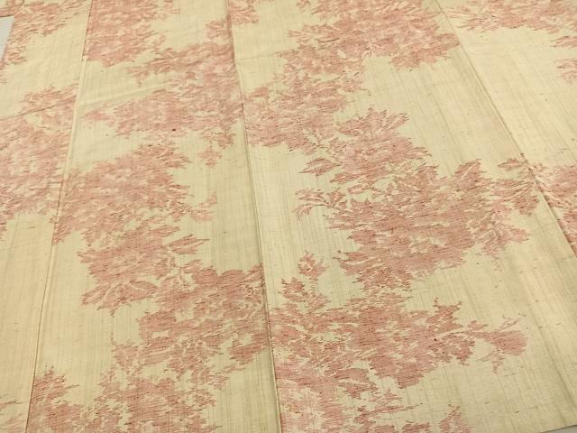 平和屋着物▽上質な紬 単衣 草花文 正絹 逸品 AAAV8361fy