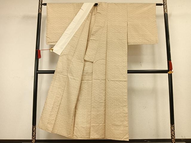 平和屋着物▽上質な紬 単衣 幾何学文 正絹 逸品 AAAV8368fy