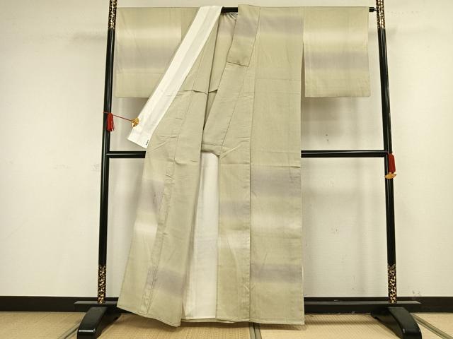 平和屋着物▽北大路魯山人 訪問着 単衣 縞 正絹 逸品 AAAV8390fy