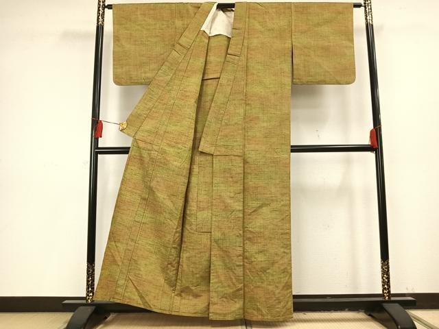 平和屋着物▽上質な紬 単衣 霞文 正絹 逸品 AAAV8398fy