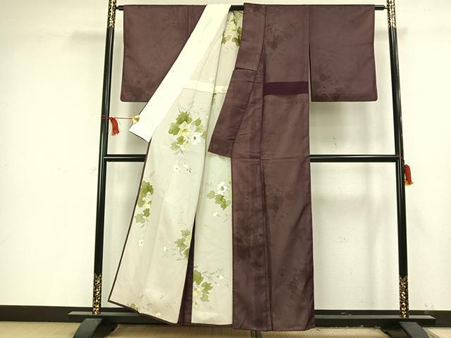 平和屋着物▽小紋 無双 紗袷 紗×絽 手描き 草花文 正絹 逸品 AAAV8399fy