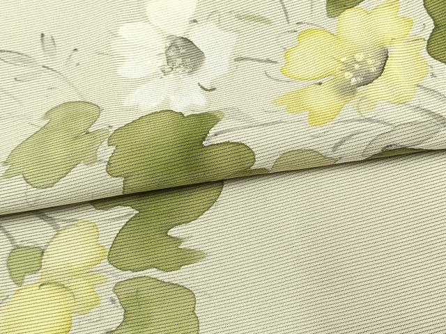 平和屋着物▽小紋 無双 紗袷 紗×絽 手描き 草花文 正絹 逸品 AAAV8399fy