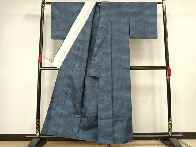 平和屋着物▽上質な紬 単衣 縞 正絹 逸品 AAAV8408fy