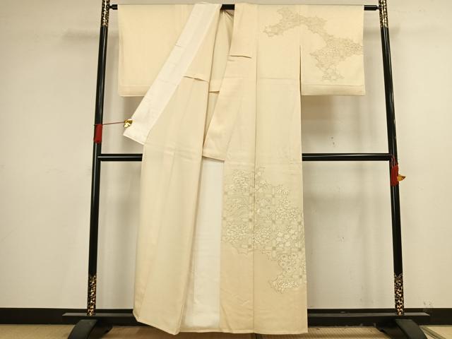 平和屋着物▽訪問着 単衣 刺繍 色紙草花文 金彩 正絹 逸品 AAAV8412fy