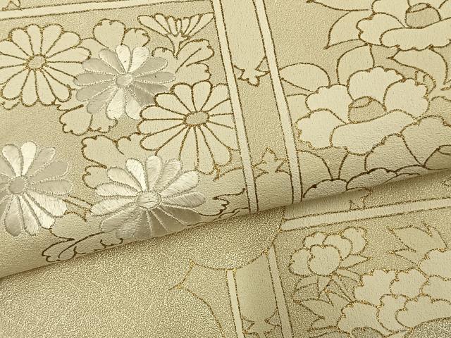 平和屋着物▽訪問着 単衣 刺繍 色紙草花文 金彩 正絹 逸品 AAAV8412fy
