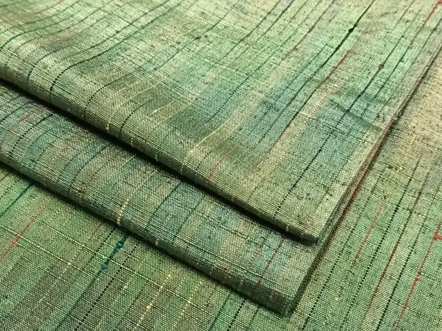 平和屋着物▽上質な紬 単衣 縞 正絹 逸品 AAAV8422fy