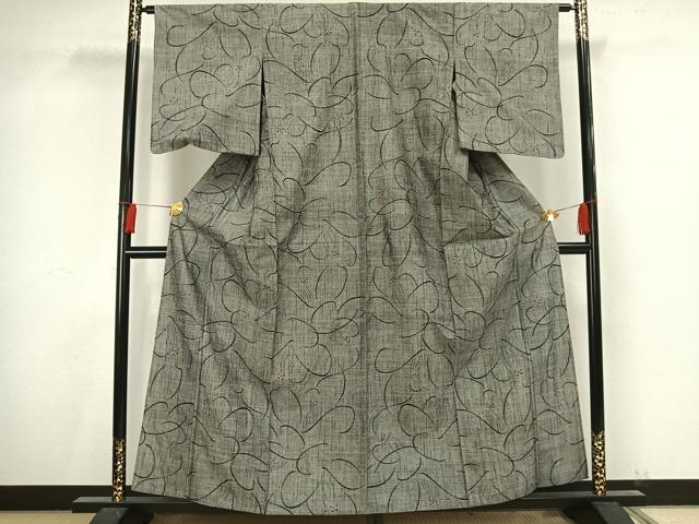平和屋着物▽上質な紬 単衣 舞花文 正絹 逸品 未使用 AAAV8436fy