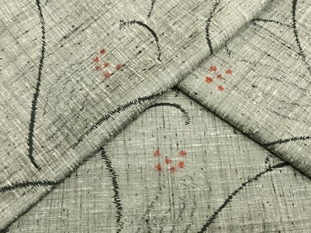 平和屋着物▽上質な紬 単衣 舞花文 正絹 逸品 未使用 AAAV8436fy