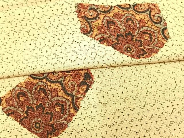 平和屋着物▽上質な紬 単衣 正倉院花文 正絹 逸品 AAAV8437fy