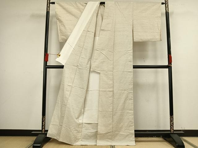平和屋着物▽上質な紬 単衣 十字絣 正絹 逸品 AAAV8441fy